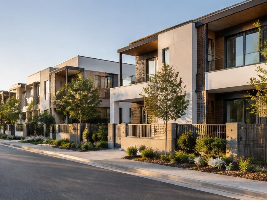Completed contemporary medium-density housing